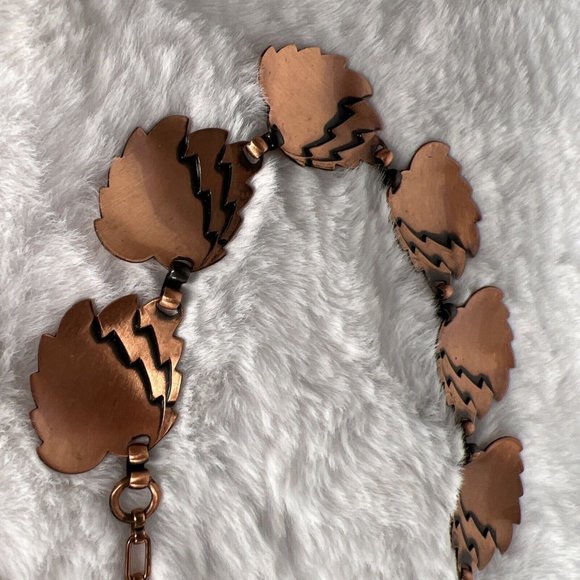 Vintage Necklace Leaf Bronze Copper Tone Jewelry W/ Earrings - Picture 14 of 14